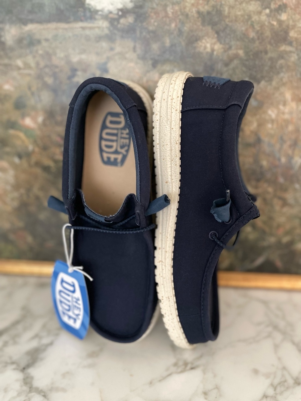 Hey Dude Wally size 8 Men’s Navy Blue Canvas NWT Slip on Lightweight - Picture 3 of 8